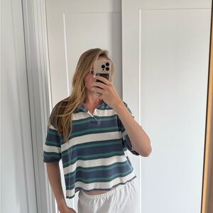 Striped Polo Shirt - Blue and White